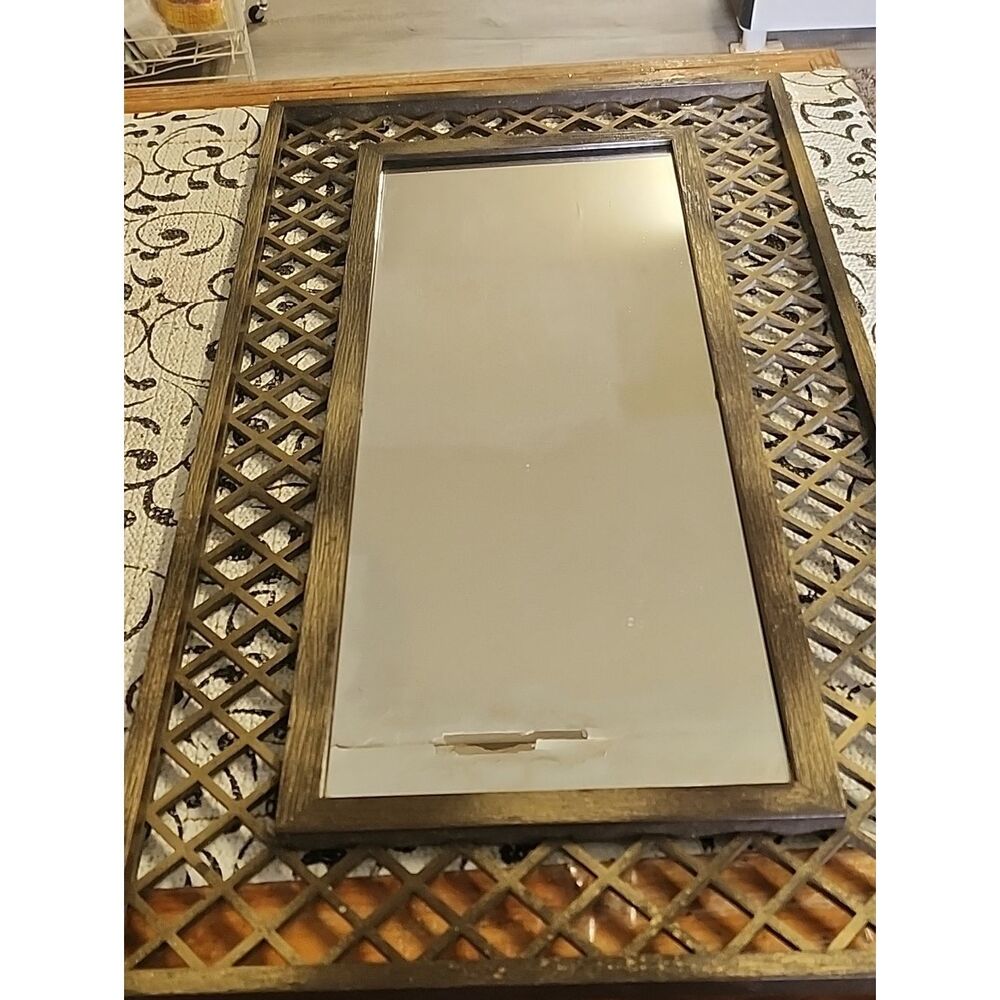 Wood Framed Rectangular Wall Mirror - Bronze Finish